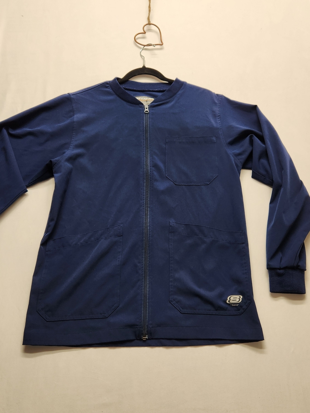 ⭐️Skechers by Barco Men's Navy Blue Structure Warm-Up Scrub Jacket Size Small